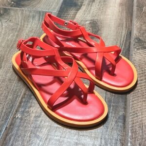Melissa x Salinas Women Cancun Jelly Gladiator Sandals, Orange,7